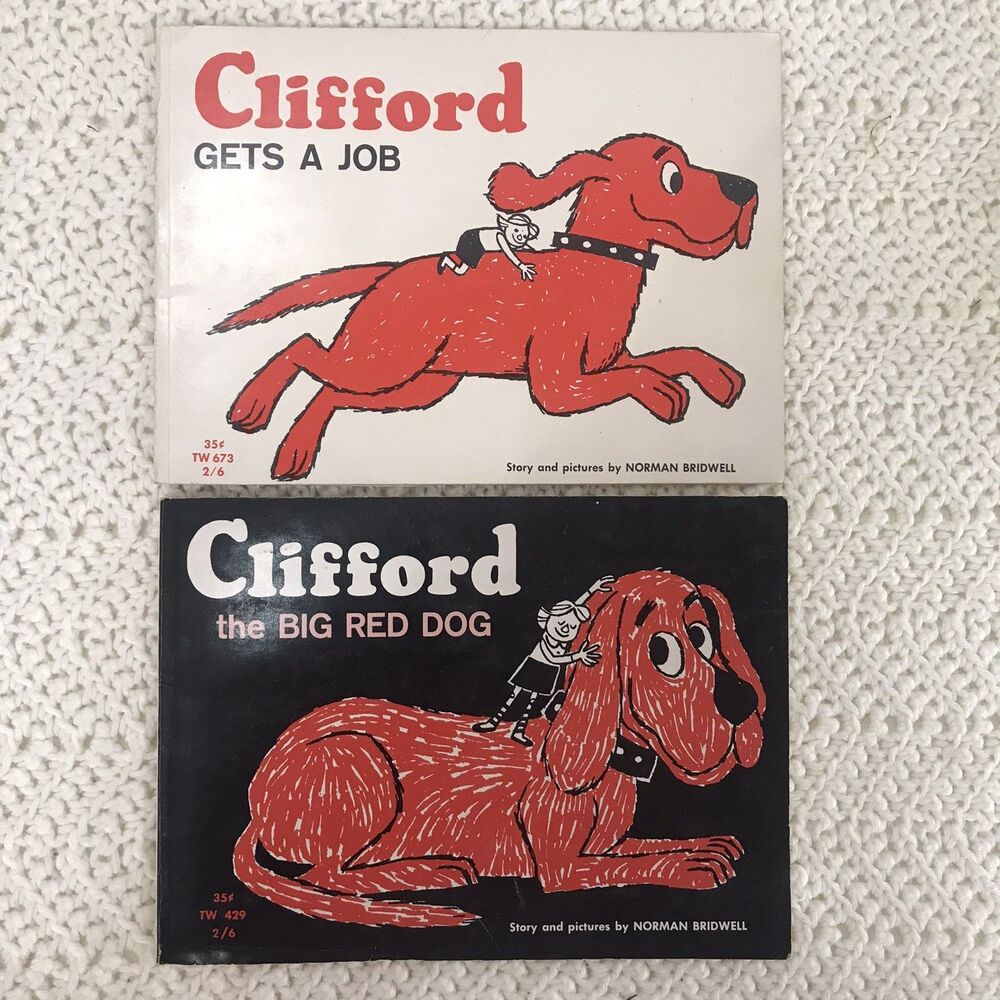 2  Vintage Books Clifford’s Big Red Dog 1970 / Clifford Gets A Job 1965